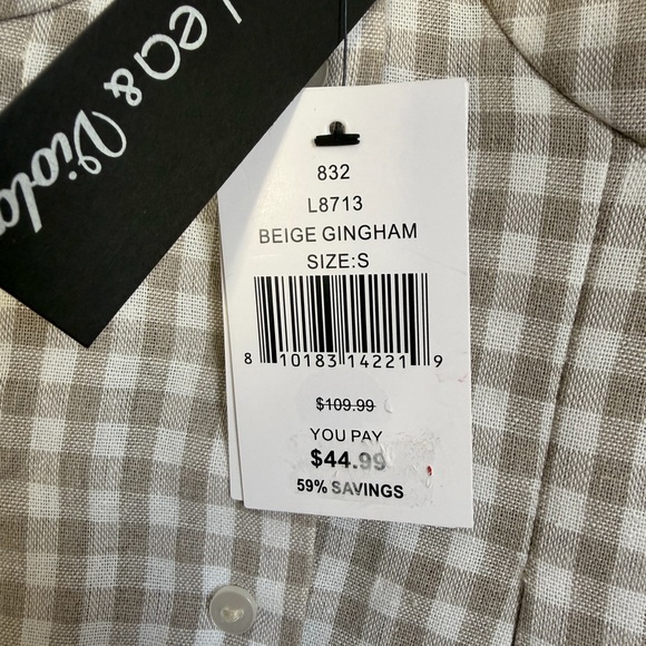 Lea & Viola Beige Gingham Matching Set Bustier Top & Skirt Cottagecore XS/S - Picture 8 of 12